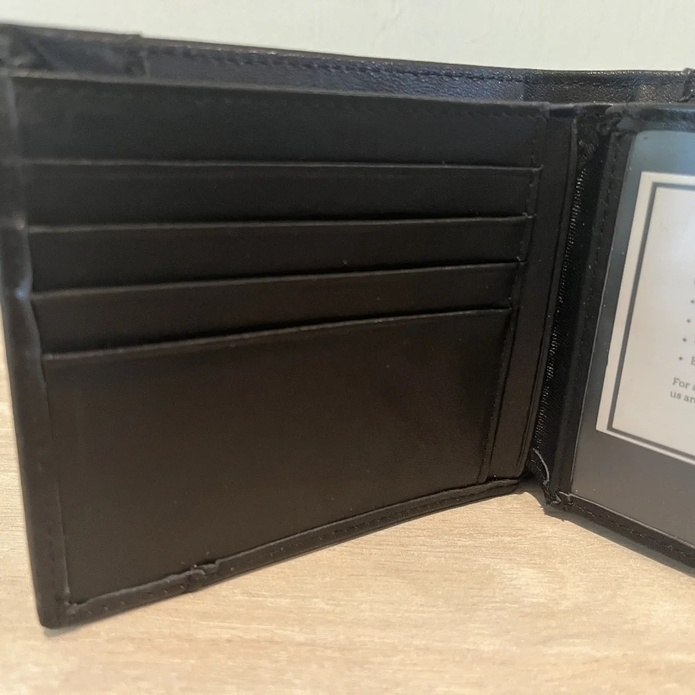 Swallow Mall Black Leather Wallet With RFID Secure Technology‎